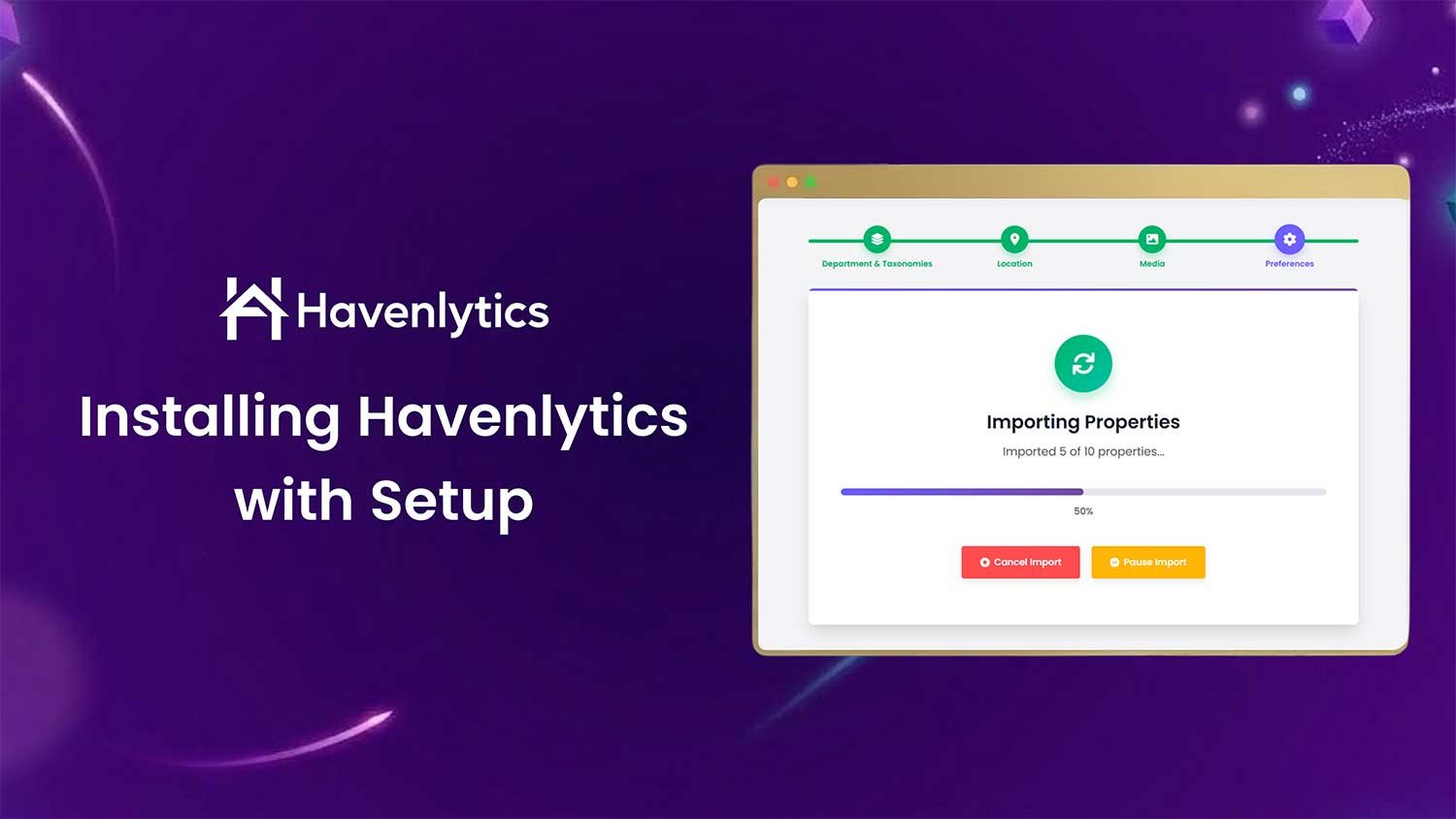 Havenlytics One-Click Demo Import wizard for WordPress real estate websites