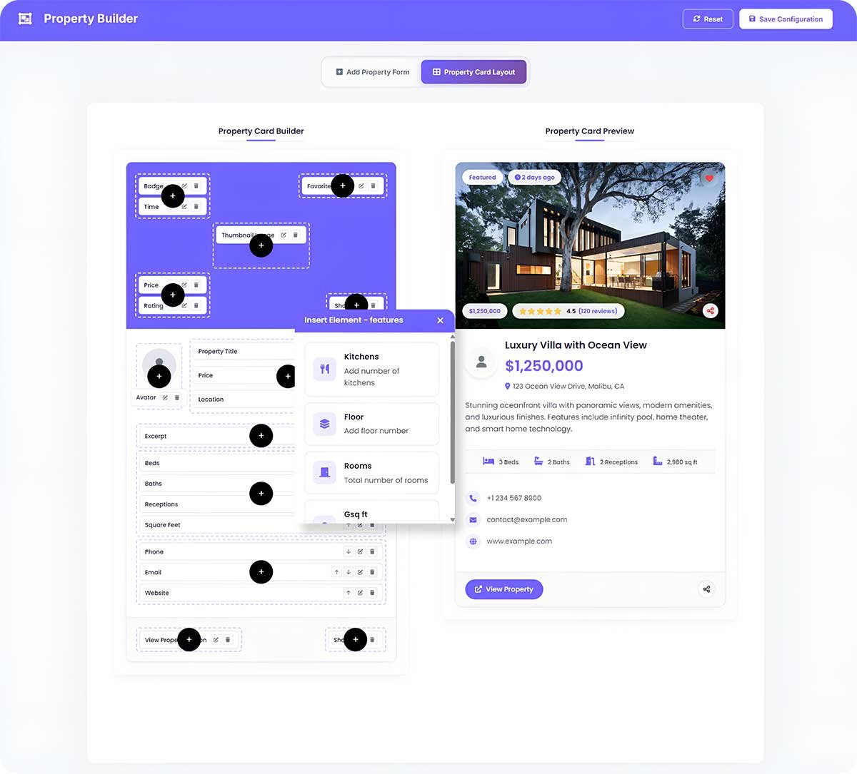 Drag & Drop Property Card Builder